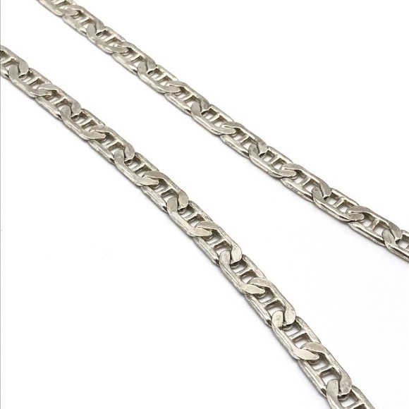925 Italy Sterling Silver Mariner Anchor Chain Link Necklace 16.25" - Picture 3 of 8